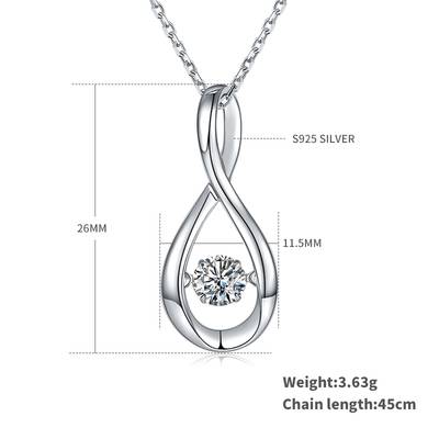 Dancing Entwined 0.5ct D Color Moissanite Necklace in S925 Silver Platinum Plated

